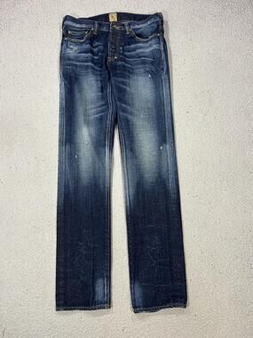 Prps Rambler Jeans Mens 32x34 Blue Slim Straight Distressed Denim Dark Wash
